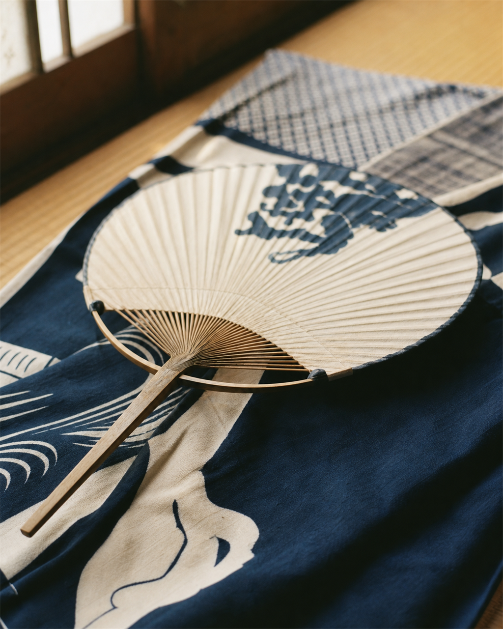 Awa Odori dancer's folded fan and traditional garment detail, Tokushima